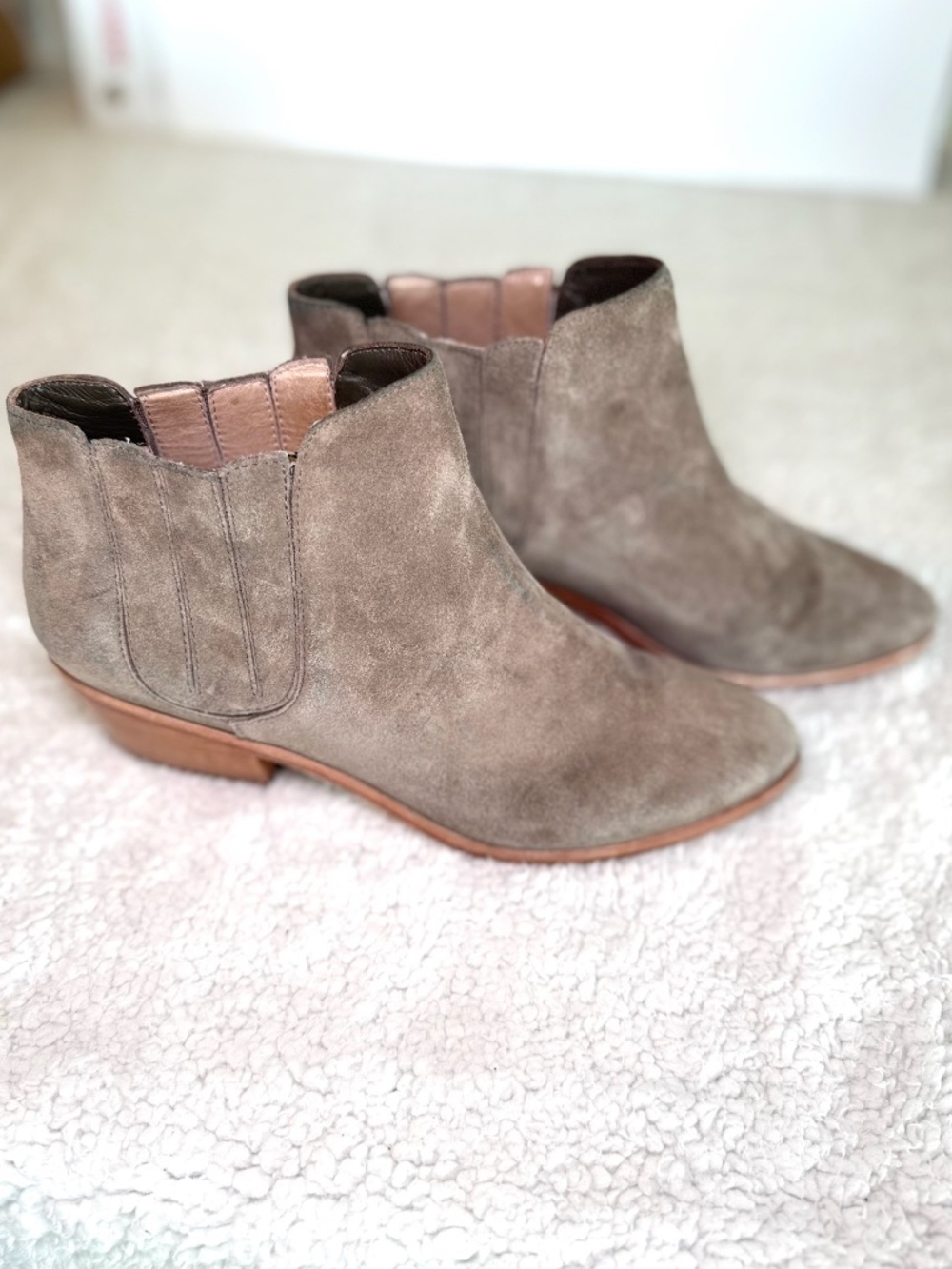 Joie Ankle Boots Women's 9.5 Western Grey Suede Rustic Classic Leather Handmade